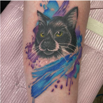 Tattoo tagged with cat splatter thigh  inkedappcom